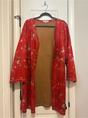 Anthropology Red Floral Jacket